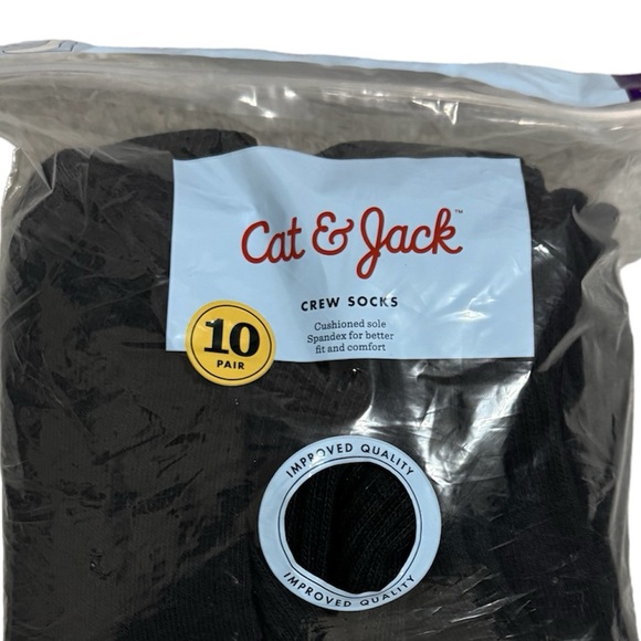 Cat & Jack Socks Boys Black Crew Socks Size 9-2.5, NWT - Picture 1 of 4